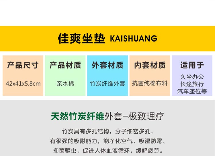 佳爽DZ1 親水記憶棉坐墊 車(chē)用加厚加大透氣慢回彈美臀沙發(fā)座椅墊